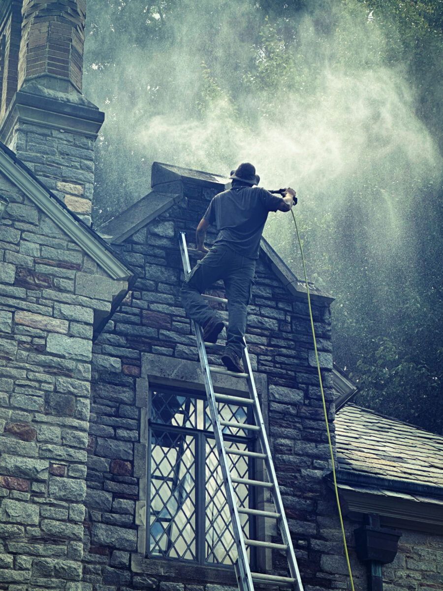 pressure washing brick chimney | masonry chimney cap