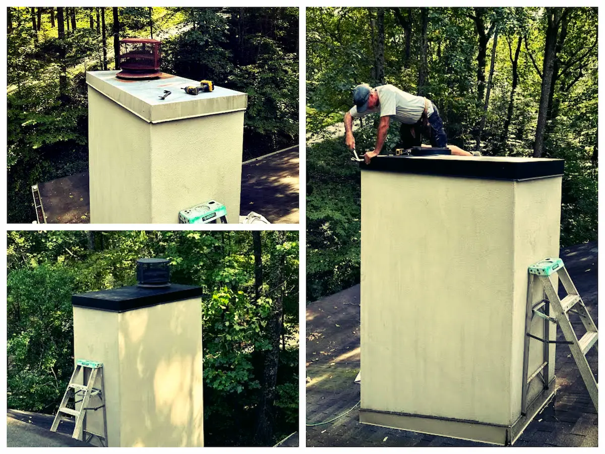 chimney chase pan | chimney chase pan installation | chimney chase cover fabrication