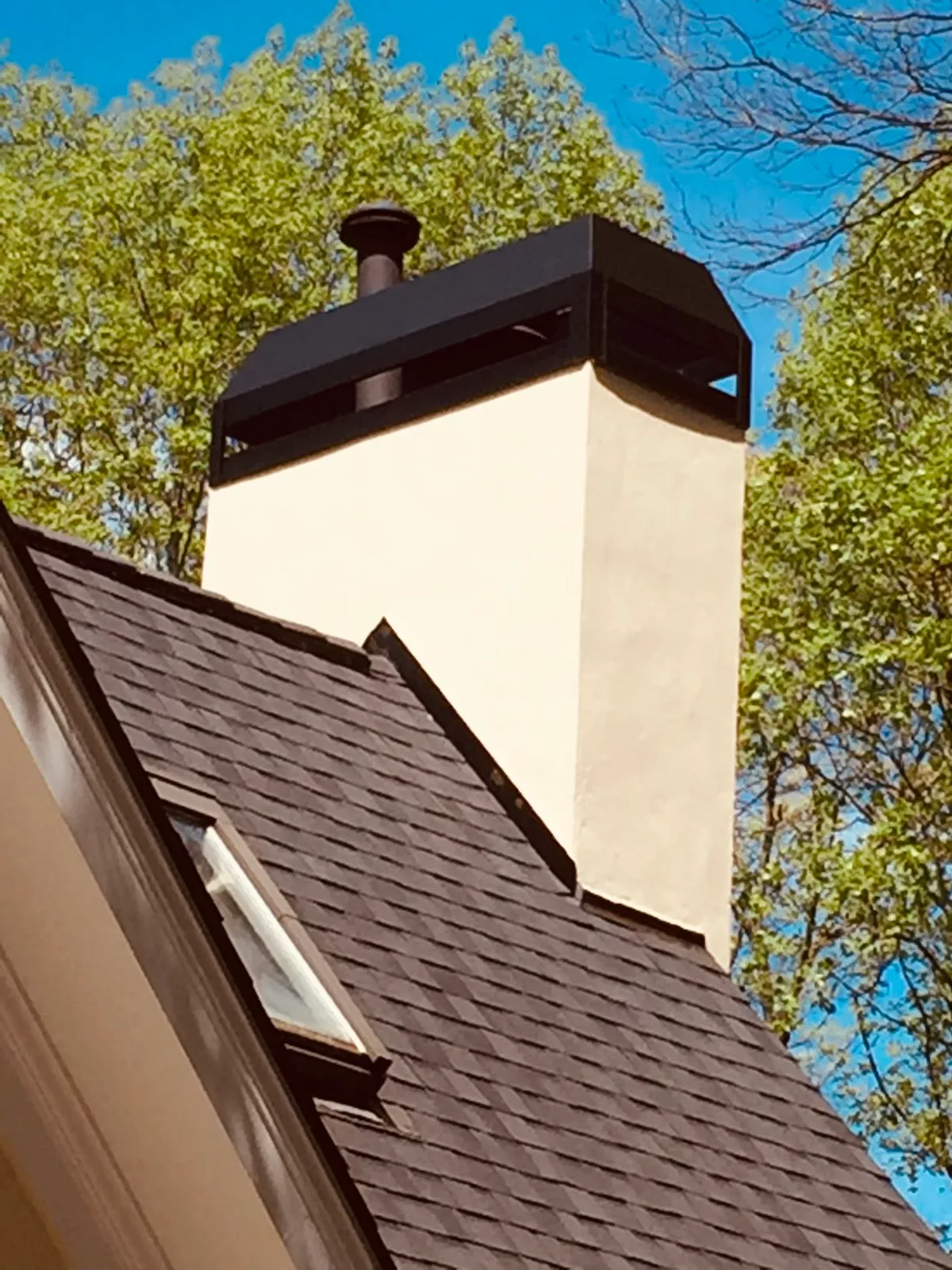 chimney shroud and pan installation | chimney pan replacement Atlanta | stucco chimney