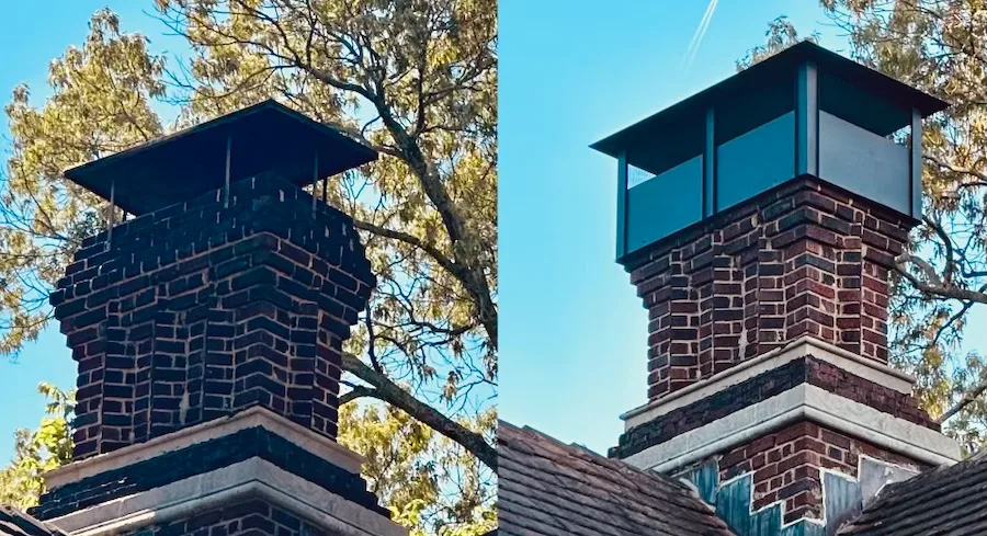 masonry chimney cap | chimney caps atlanta | hip and ridge chimney cap