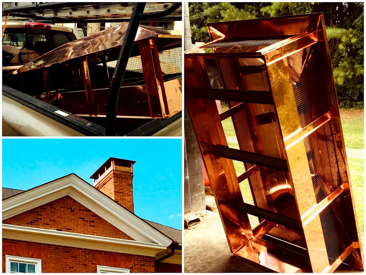 copper chimney caps | copper chimney shroud | copper chimney cap installation in Roswell