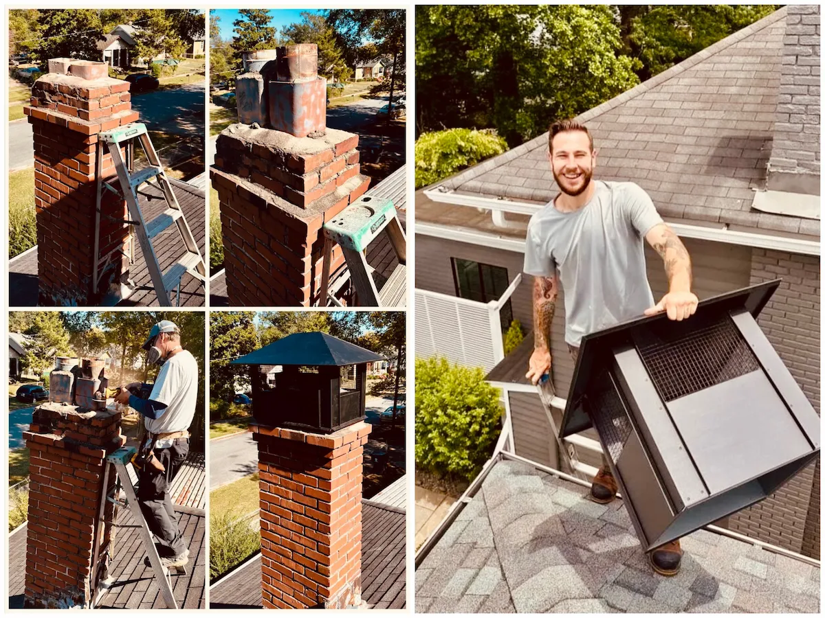 masonry chimney cap installation Atlanta | hip and ridge chimney cap | chimney caps atlanta