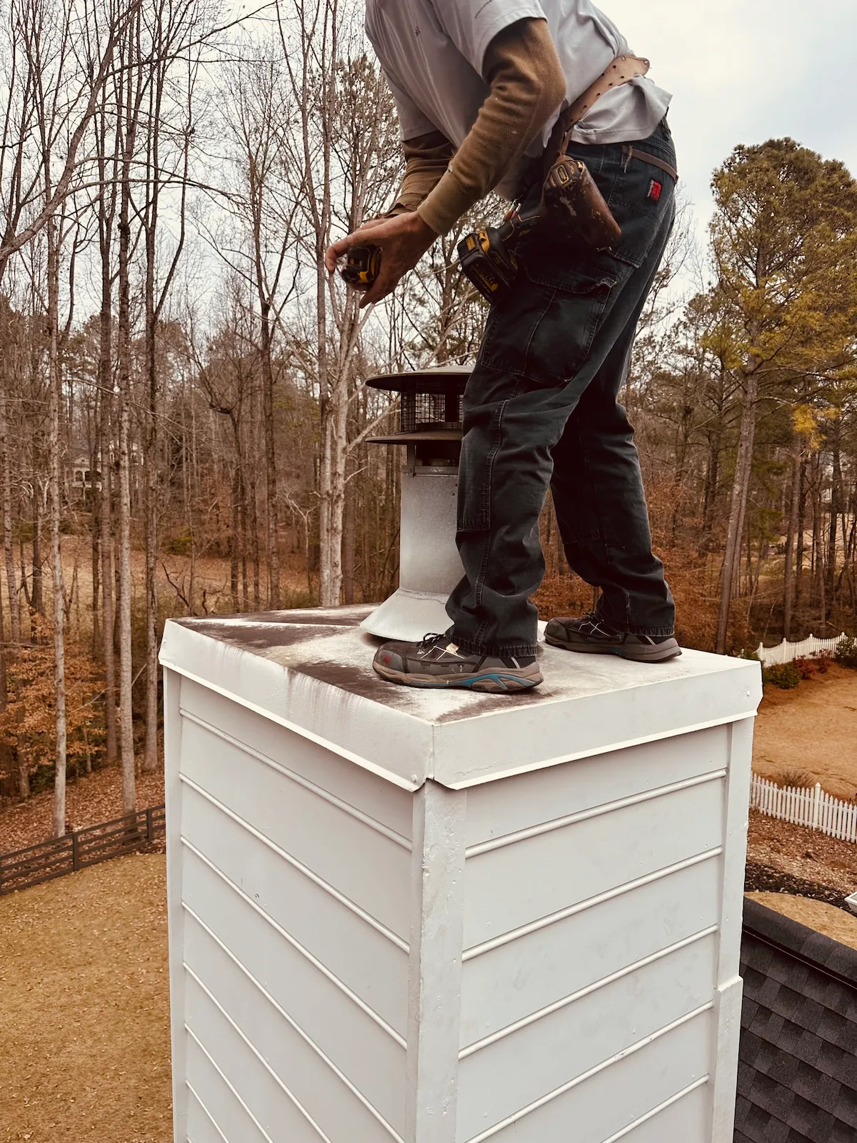 chimney chase pan installation | chimney caps atlanta | chimney shroud